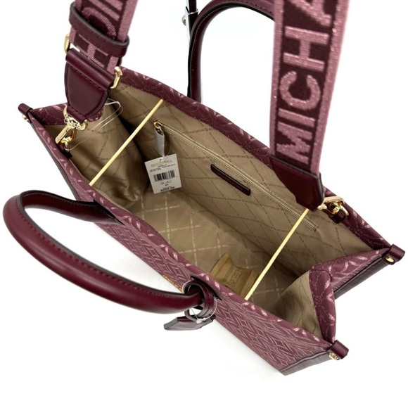 Michael Kors Medium Mirella Tote Bag Ox Blood Multi - Picture 8 of 12